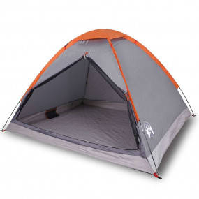 Camping Tent Dome 2-Person Gray and Orange Waterproof