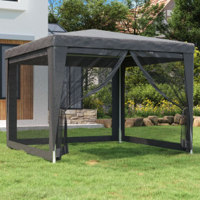 Party Tent with 4 Mesh Sidewalls Anthracite 9.8'x9.8' H...