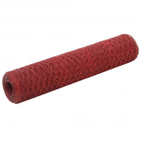 Chicken Wire Fence Steel with PVC Coating 82.0x2.5' Red