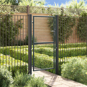 Mesh Garden Gate Galvanized Steel 39.4"x88.6" Gray