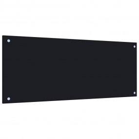 Kitchen Backsplash Black 39.4"x15.7" Tempered Glass