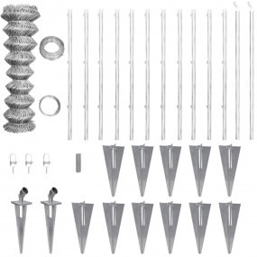 Chain Link Fence with Posts Spike Galvanized Steel 82.0...