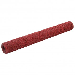 Chicken Wire Fence Steel with PVC Coating 82.0x3.9' Red