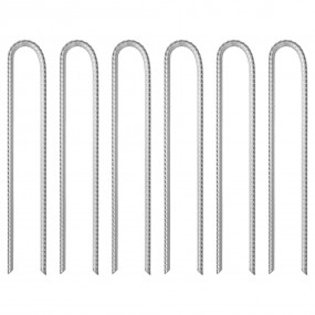 Tent Pegs 6 pcs U-shaped 14.6 " 0.39 " Galvanized Steel