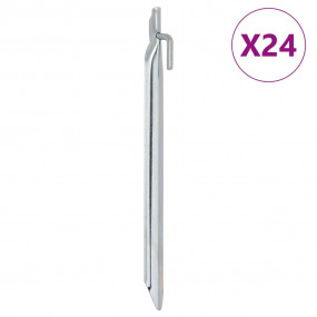 Tent Pegs 24 pcs V-shaped 9.8 " 0.79 " Galvanized Steel