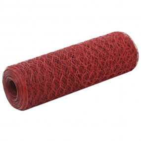 Chicken Wire Fence Steel with PVC Coating 82.0x1.6' Red