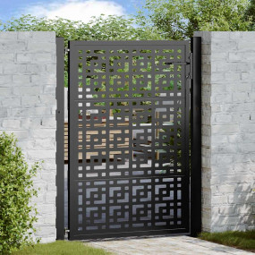 Patio Gate Black 41.3x51.2" Steel Cross  Design