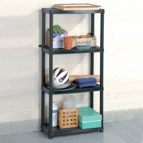 Storage Shelf 4-Tier Black 24.0x12.0x51.2" Plastic