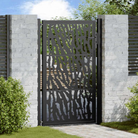 Patio Gate Black 41.3x61.0" Steel Trace  Design