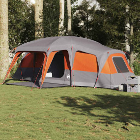 Family Tent with Porch Dome 9-Person Grey and Orange Wa...