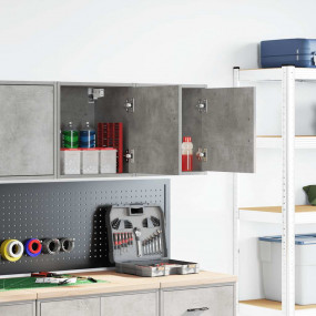 Garage Wall Cabinets 2 pcs Concrete Grey Engineered Woo...