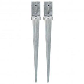 Ground Spikes 2 pcs Silver 3.1x3.1x29.9" Galvanized Ste...