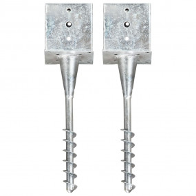 Ground Spikes 2 pcs Silver 5.5x5.5x22.8" Galvanized Ste...