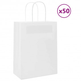 Paper Bags 50 pcs with Handles White 8.3x4.3x11.0"