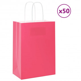 Paper Bags 50 pcs with Handles Pink 5.9x3.1x8.3"