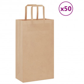 Paper Bags 50 pcs with Handles Brown 8.3x4.3x14.2"
