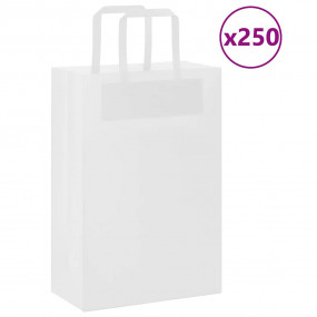 Paper Bags 250 pcs with Handles White 8.3x4.3x12.2"