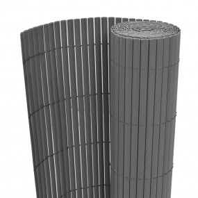 Double-Sided Patio Fence PVC 35.4x118.1" Grey