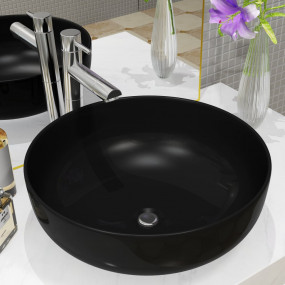 Basin Ceramic Round Black 16.3x5.3"