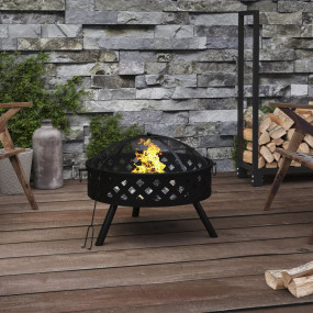 Fire Pit with Poker 22.8 " XXL Steel