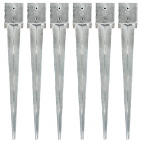 Ground Spikes 6 pcs Silver 4.7x4.7x35.0" Galvanized Ste...