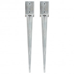 Ground Spikes 2 pcs Silver 3.5x3.5x29.5" Galvanized Ste...