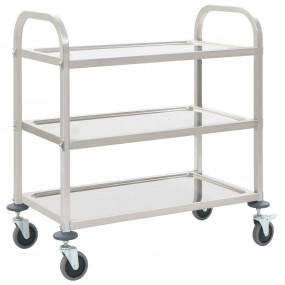 3-Tier Kitchen Trolley 38.0x21.7x35.4" Stainless Steel