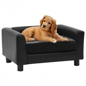 Dog Sofa Black 23.6x16.9x11.8" Plush and Faux Leather