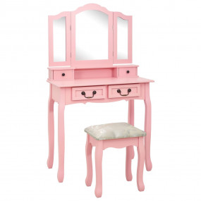 Dressing Table Set with Stool Pink 31.5x27.2x55.5" Paul...