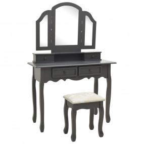 Dressing Table Set with Stool Grey 39.4x15.7x57.5" Paul...