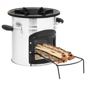 Camping Wood Stove Silver 17.9x13.0x10.0" Stainless Ste...