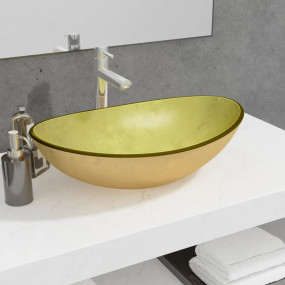 Basin Tempered Glass 21.5x13.8x6.1" Gold