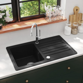 Granite Kitchen Sink Single Basin with Drainer Reversib...