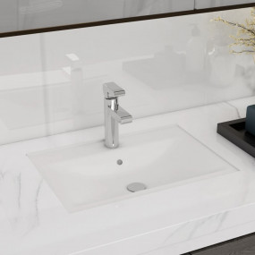 Ceramic Bathroom Sink Basin Faucet/Overflow Hole White ...