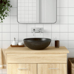 Countertop Basin Black Round 16.1x5.5" Ceramic