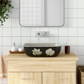 Countertop Basin Grey and Black Rectangular 18.9x14.8x5...