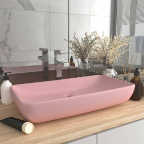 Luxury Basin Rectangular Matt Pink 28.0x15.0" Ceramic
