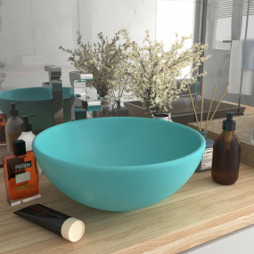 Luxury Bathroom Basin Round Matt Light Green 12.8x5.5" ...