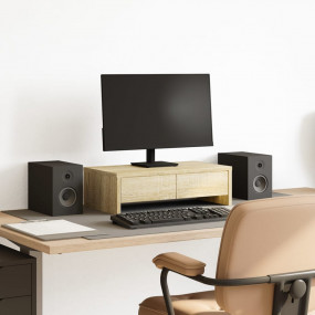 Monitor Stand with Drawers Sonoma Oak 19.7x10.6x5.9" En...