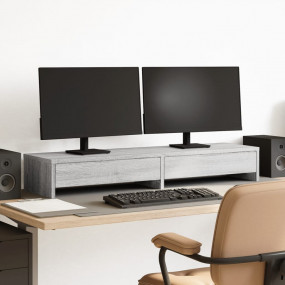 Monitor Stand with Drawers Grey Sonoma 39.4x10.6x5.9" E...