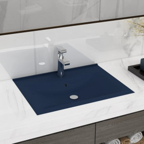 Luxury Basin with Faucet Hole Matt Dark Blue 23.6x18.1"...