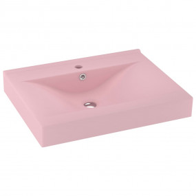 Luxury Basin with Faucet Hole Matt Pink 23.6x18.1" Cera...