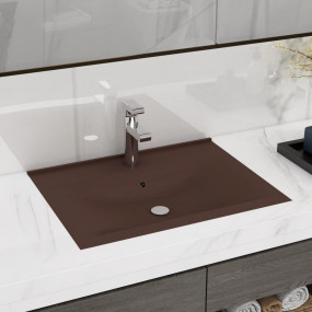 Luxury Basin with Faucet Hole Matt Dark Brown 23.6x18.1...