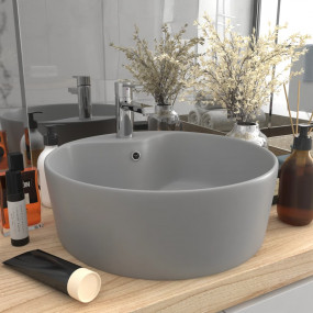 Luxury Wash Basin with Overflow Matt Light Grey 14.2x5....