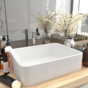 Luxury Wash Basin Matt White 16.1x11.8x4.7" Ceramic
