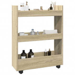 Narrow Storage Trolley 3 Tier Sonoma Oak Engineered Woo...