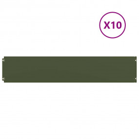 Lawn Edgings 10 pcs Olive Green 7.9x40.6" Cold-rolled S...