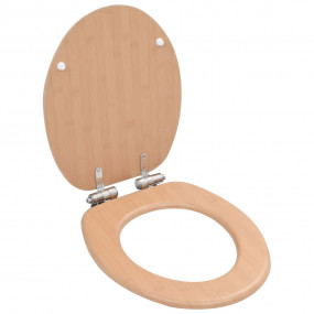 WC Toilet Seats 2 pcs with Soft Close Lids MDF Bamboo D...