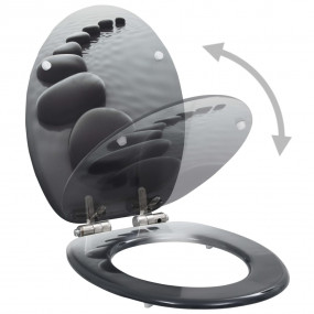 WC Toilet Seats 2 pcs with Soft Close Lids MDF Stones D...
