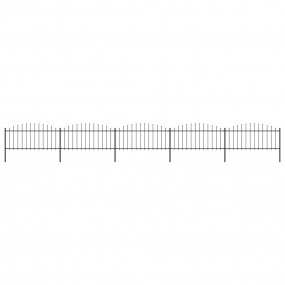 Patio Fence with Spear Top Steel 27.9 ' Black (5x144940...
